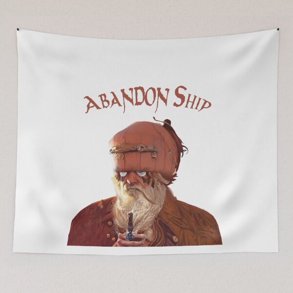 Item preview, Steampunk style pirate with strange pumpkin headgear. Abandon ship text. designed and sold by janesg.