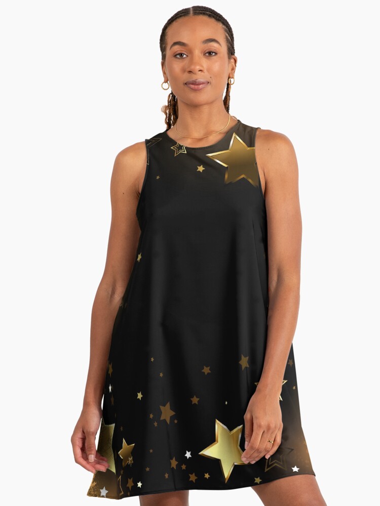 Black background with gold stars" A-Line Dress for Sale by Blackmoon9 |  Redbubble