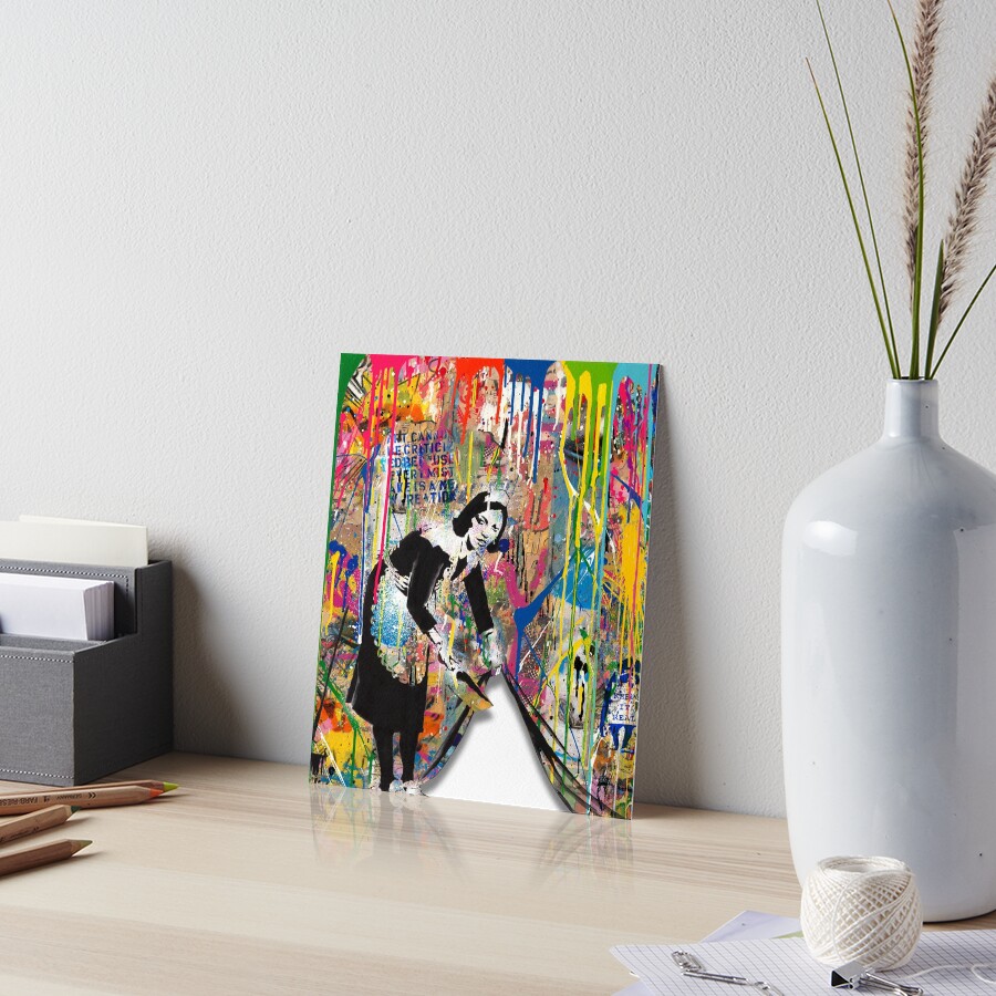 "Bunte Spray Paint Stencil Pop Art unter den Teppich kehren Banksy Maid" Galeriedruck von WE