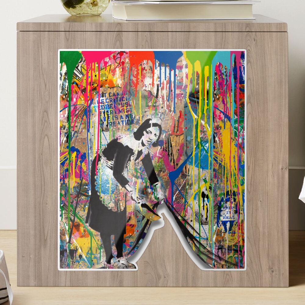 Colorful Spray Paint Stencil Pop Art - Sweep it Under the Carpet Banksy  Maid | Greeting Card