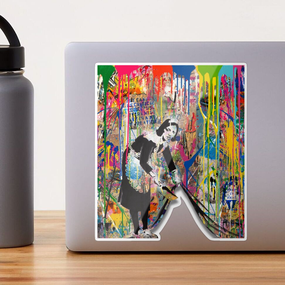 Colorful Spray Paint Stencil Pop Art - Sweep it Under the Carpet Banksy  Maid | Greeting Card
