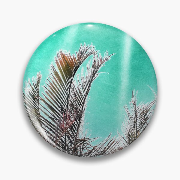 Item preview, Tropical Palm Fronds on Grunge Style Greenish Cyan Background Tropicalcore designed and sold by Beachy.