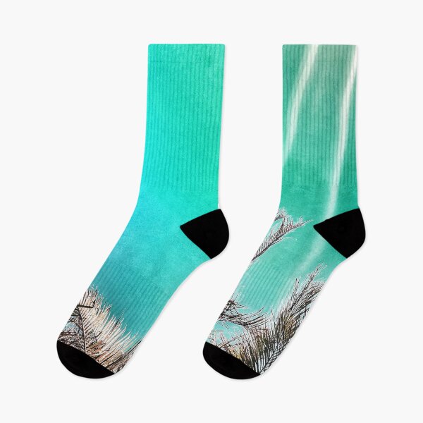 Item preview, Tropical Palm Fronds on Grunge Style Greenish Cyan Background Tropicalcore designed and sold by Beachy.