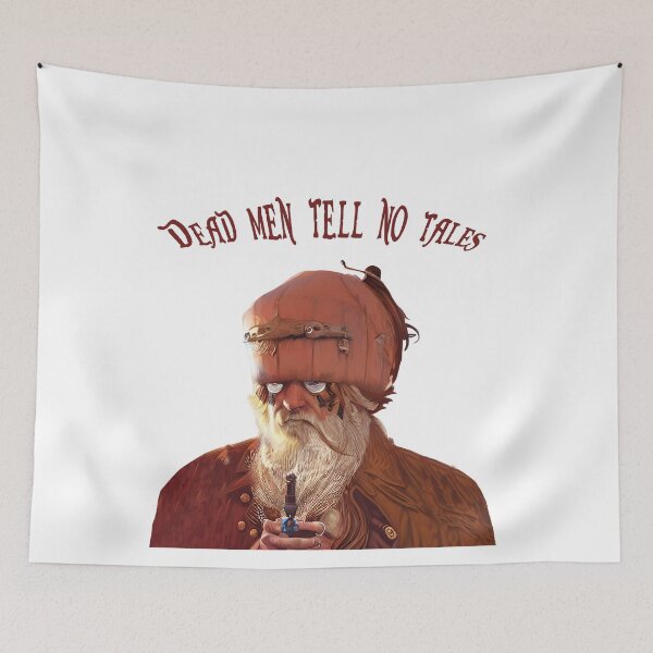 Item preview, Steampunk style pirate with strange pumpkin headgear. Dead men tell no tales text. designed and sold by janesg.