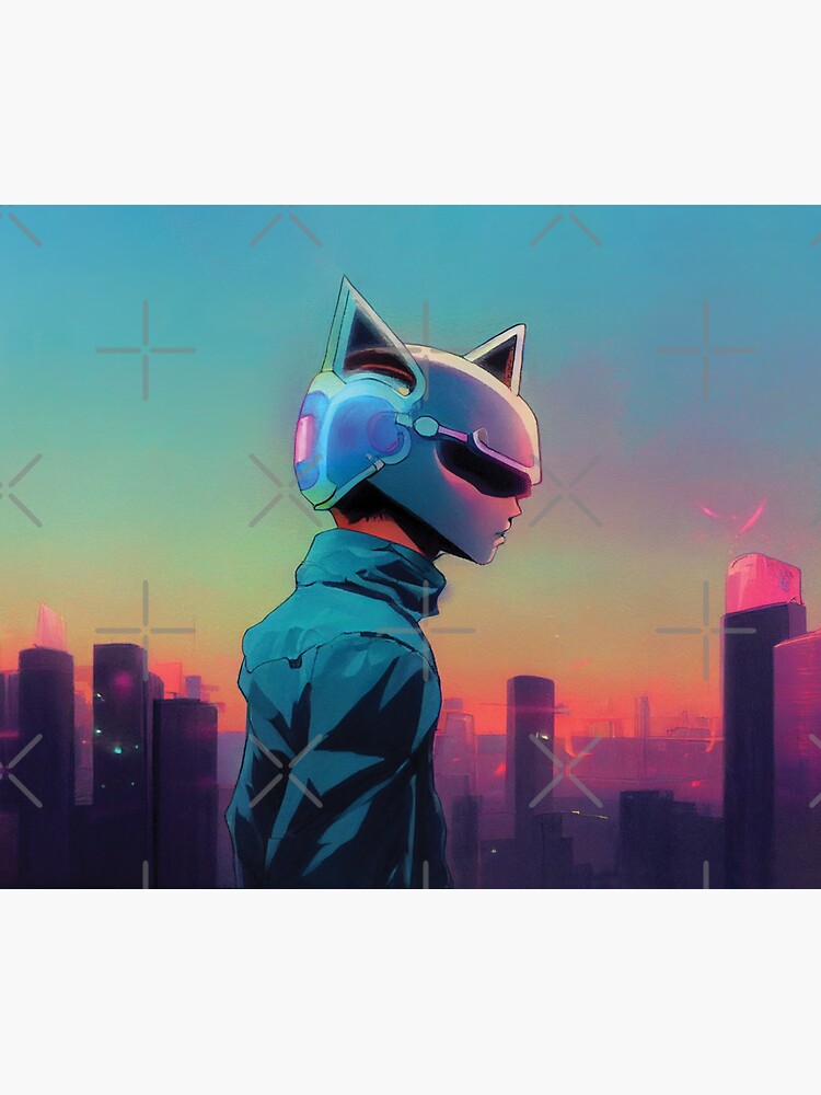 Futuristic anime CatBoy gifts for manga lovers | Sticker