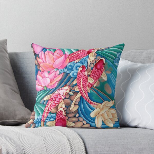 Koi Pond Throw Pillow