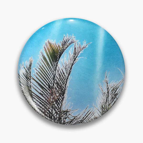 Item preview, Tropical Palm Fronds on Coastal Grunge Style Blue Background Tropicalcore designed and sold by Beachy.