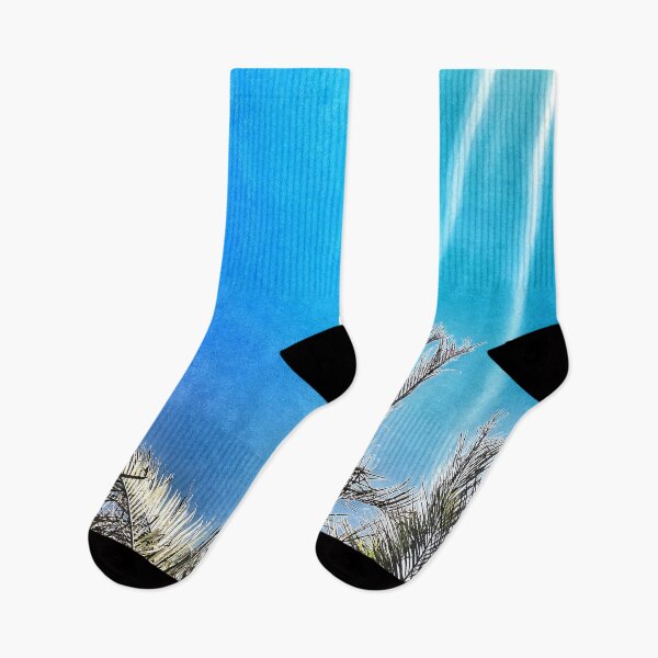 Item preview, Tropical Palm Fronds on Coastal Grunge Style Blue Background Tropicalcore designed and sold by Beachy.