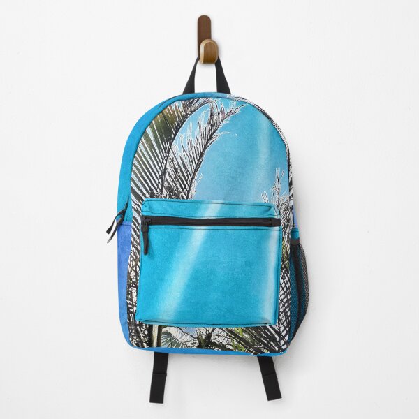 Item preview, Tropical Palm Fronds on Coastal Grunge Style Blue Background Tropicalcore designed and sold by Beachy.