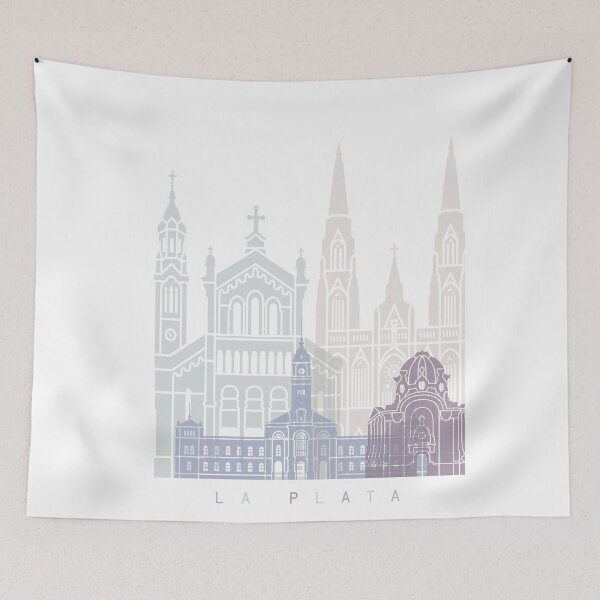 Item preview, LA PLATA SKYLINE POSTER PASTEL designed and sold by paulrommer.