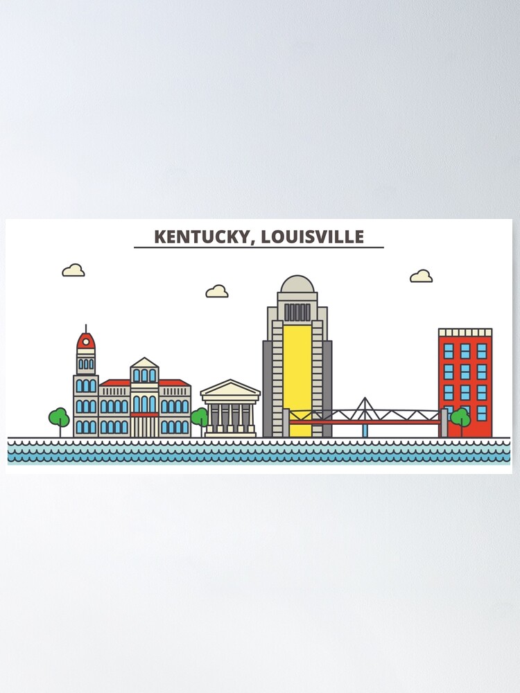 Louisville City Skyline Design Kentucky Retro Vintage T Shirt by