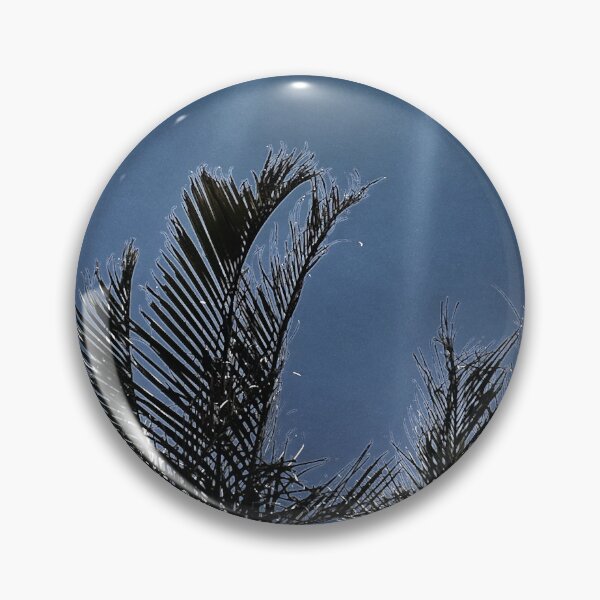 Item preview, Palm Fronds in Silvery Silhouette against Dark Dusty Blue Background - Night Botanical Tropicalcore designed and sold by Beachy.