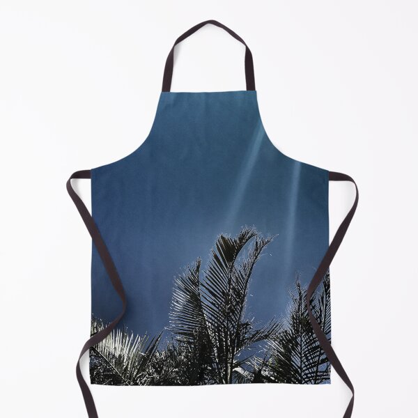Item preview, Palm Fronds in Silvery Silhouette against Dark Dusty Blue Background - Night Botanical Tropicalcore designed and sold by Beachy.