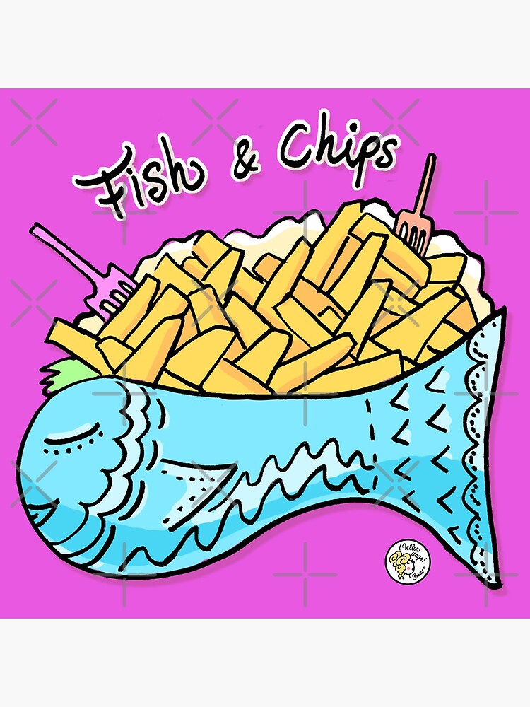 "Fish and chips food snack" Poster for Sale by mellowdays Redbubble