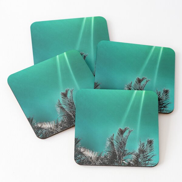 Item preview, Tropical Palm Fronds - Coastal Teal - Summer Sun Streaks - Tropicalcore designed and sold by Beachy.