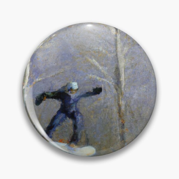 Item preview, Winter scene with snowboarder: Impressionist oil painting designed and sold by betes-etranges.