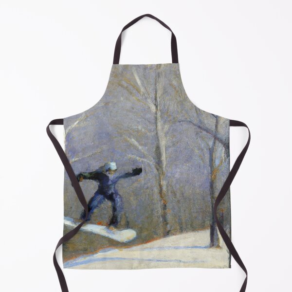 Item preview, Winter scene with snowboarder: Impressionist oil painting designed and sold by betes-etranges.