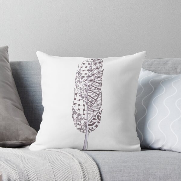 Item preview, zentangle style feather designed and sold by EmmaJDoodles.