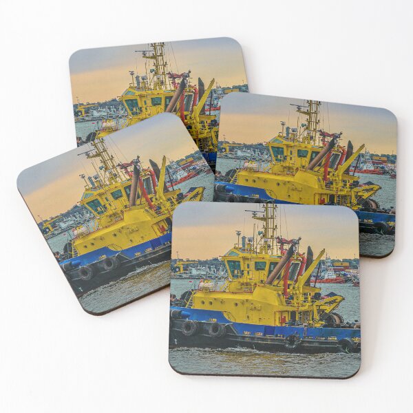 Item preview, Tugboat sailing at river, montevideo, uruguay designed and sold by DFLC Prints.