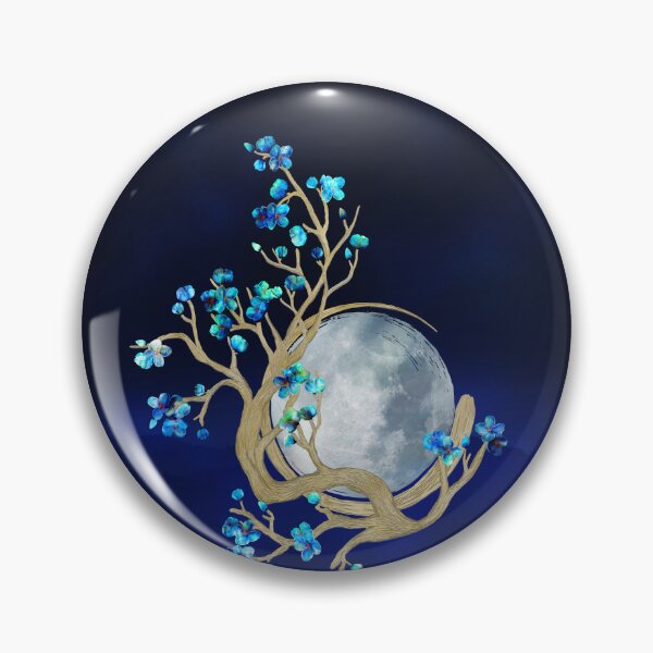 Item preview, Blue Sakura Blossom Zen Moon designed and sold by k9printart.