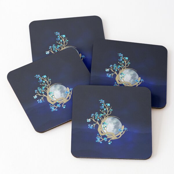 Item preview, Blue Sakura Blossom Zen Moon designed and sold by k9printart.