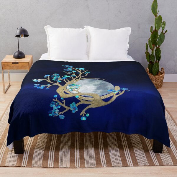 Item preview, Blue Sakura Blossom Zen Moon designed and sold by k9printart.