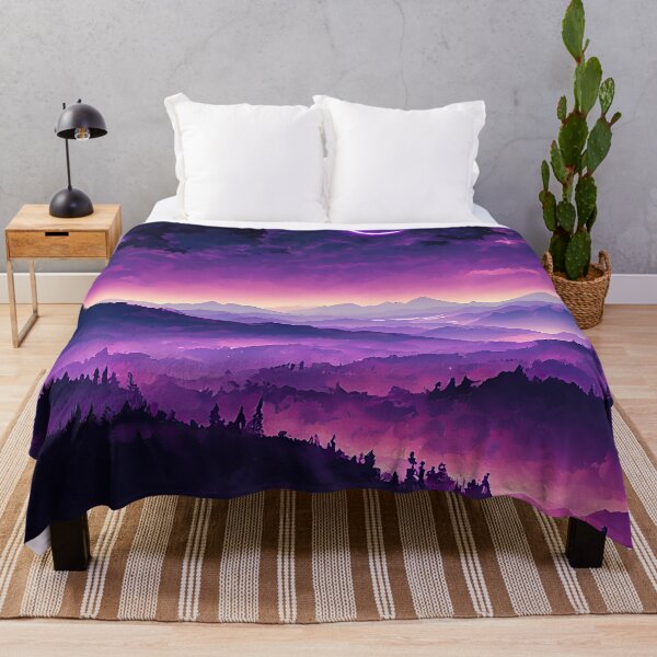 Item preview, Anime Fantasy Purple Mountains Landscape - Genshin Impact Symbol Element Electro Lightning - Inazuma designed and sold by Fregoulix.