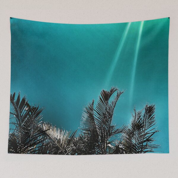 Item preview, Coastal Palm Fronds - Tropical Turquoise - Summer Sun Streaks - Tropicalcore designed and sold by Beachy.