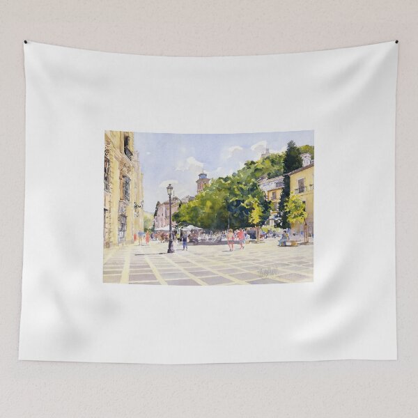 Aperçu de l'œuvre La Plaza Nueva et La Iglesia de Santa Ana, Grenade. créée et vendue par Margaret Merry.