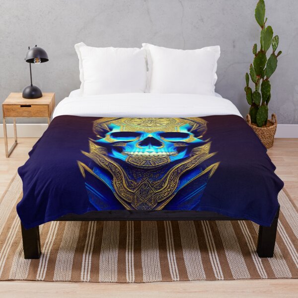 Item preview, blue skull with gold pattern designed and sold by rommir.