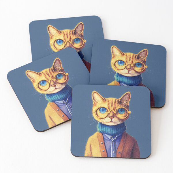 Item preview, Hipster Cat Wearing Yellow Glasses designed and sold by HipsterCaracal.