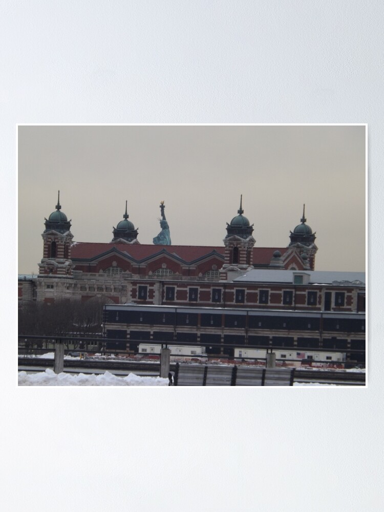 Ellis Island Statue Of Liberty View From Liberty State Park New Jersey Poster By Lenspiro Redbubble