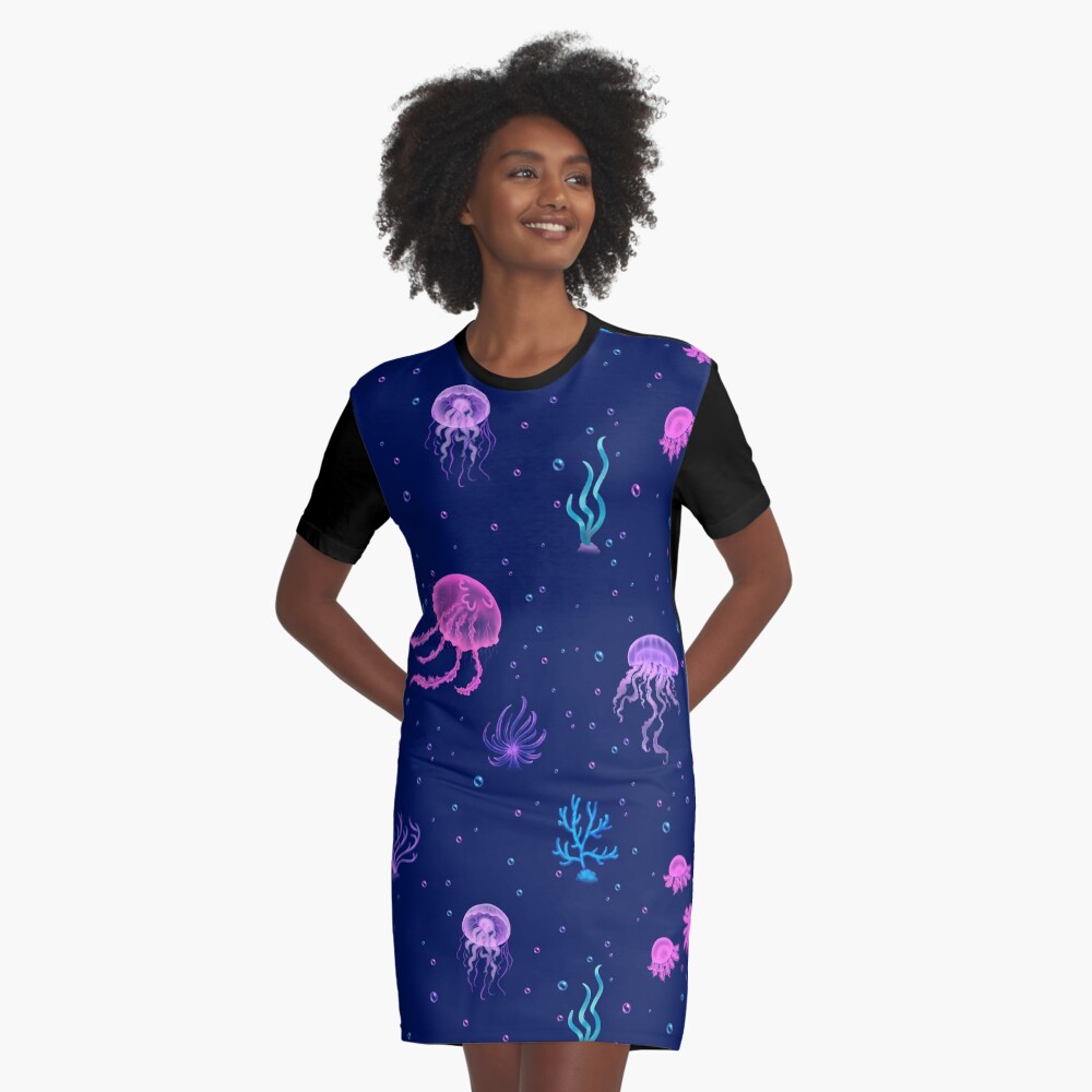 Bubble Jellyfish sea Graphic T-Shirt Dress