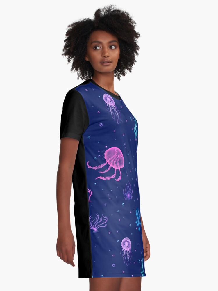 Alternate view of Bubble Jellyfish sea Graphic T-Shirt Dress
