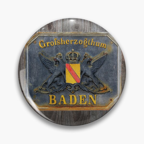 Item preview, old cast sign, Grand Duchy of Baden in front of a rustic wooden wall designed and sold by Jürgen Wiesler.