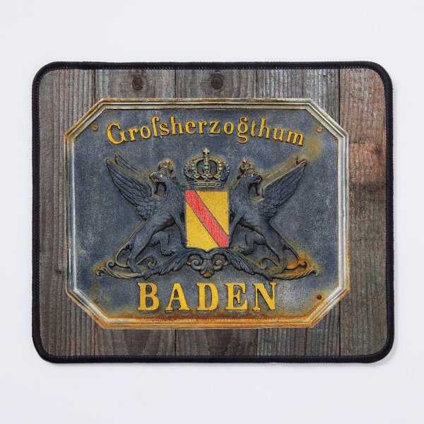 Item preview, old cast sign, Grand Duchy of Baden in front of a rustic wooden wall designed and sold by Jürgen Wiesler.