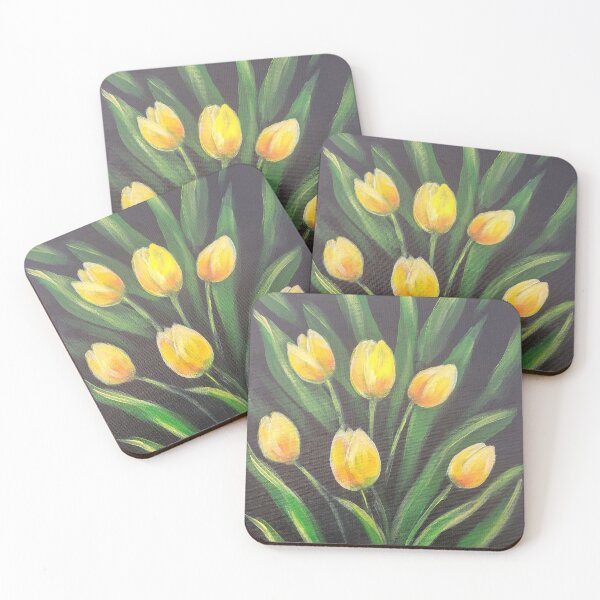 Item preview, Yellow Tulips acrylic painting  designed and sold by UnaBonitaArt.