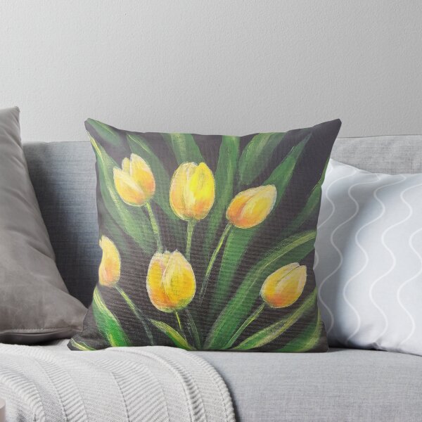 Item preview, Yellow Tulips acrylic painting  designed and sold by UnaBonitaArt.