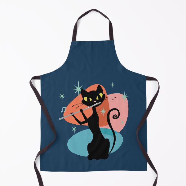 Item preview, Retro Cat Flutist, Elegant Mid Century Cat Playing Flute designed and sold by Jazznote.