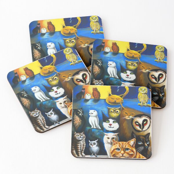 Item preview, "Impressionist portraits of a cat and an owl" designed and sold by nanlos.