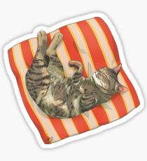 Sleeping Cat Brown Grey Tabby Sticker