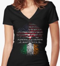 American Grown with Irish Roots Women's Fitted V-Neck T-Shirt