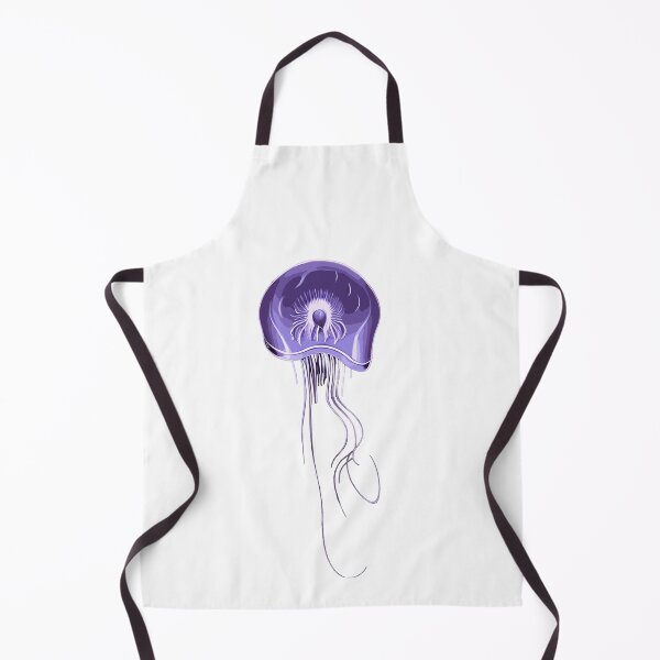Aperçu de l'œuvre Dessin stylisé de méduse violette avec de longs tentacules. Fond blanc. créée et vendue par janesg.