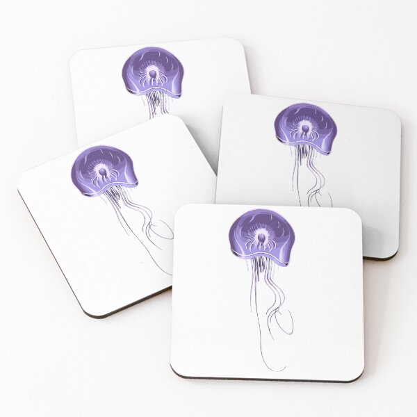 Item preview, Purple jellyfish stylised drawing with long tentacles. White background. designed and sold by janesg.