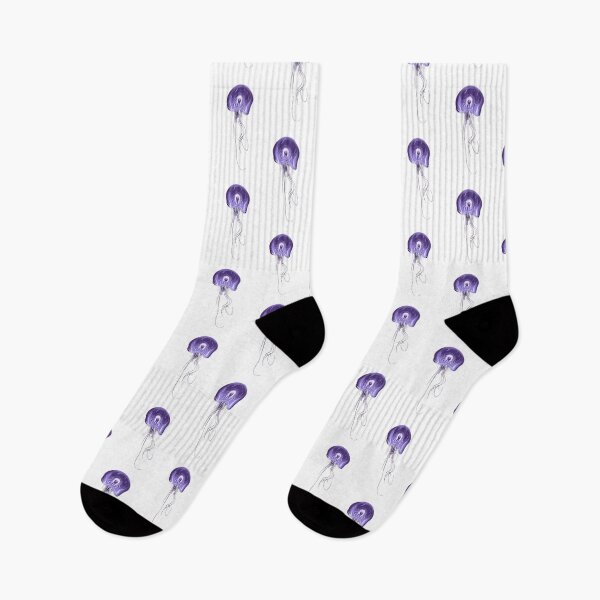 Item preview, Purple jellyfish stylised drawing with long tentacles. White background. designed and sold by janesg.