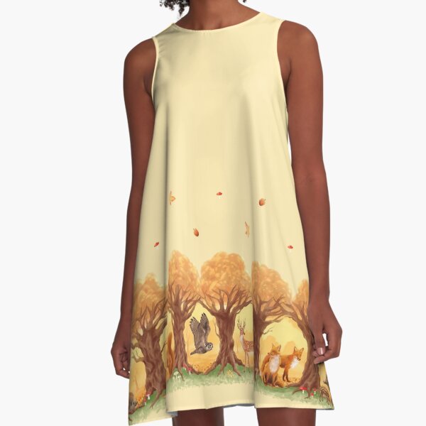 Sunny Forest Animals A-Line Dress
