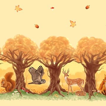 Artwork thumbnail, Sunny Forest Animals by Petra van Berkum