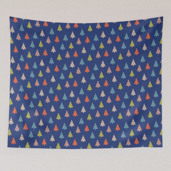 Item preview, Christmas tree on blue background designed and sold by Irenajh87.