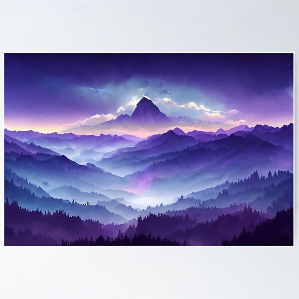 Item preview, Magical Anime Fantasy Purple Mountains Landscape - Genshin Impact Symbol Element Electro Lightning - Inazuma designed and sold by Fregoulix.