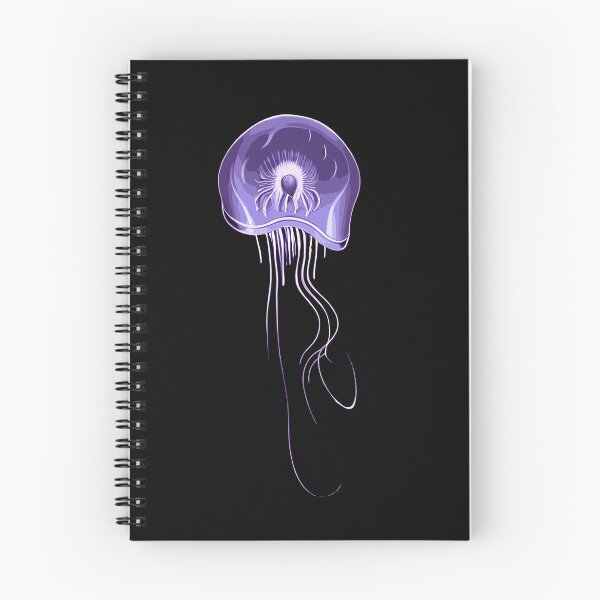 Item preview, Purple jellyfish stylised drawing with long tentacles. Black background. designed and sold by janesg.